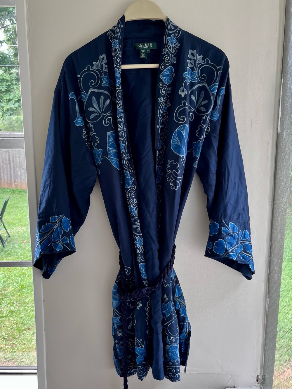 Ralph Lauren Petites blue 100% silk robe